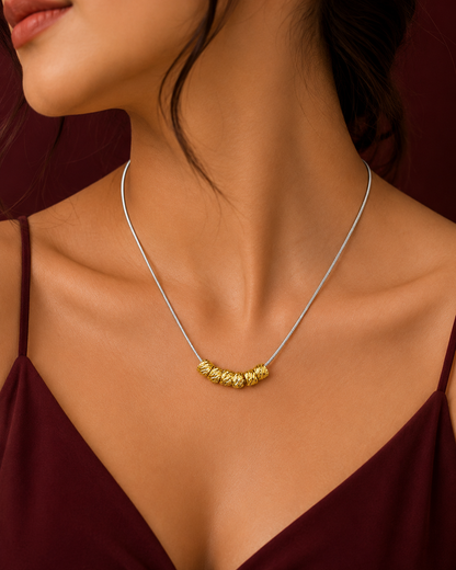 Gold Rondelle Bead Snake Chain Necklace