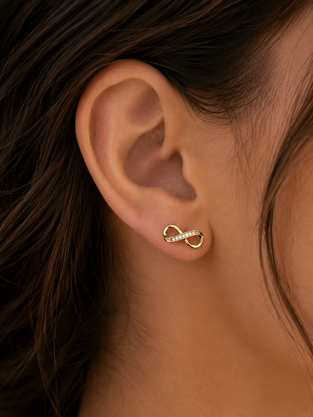 Medium CZ Infinity Stud Earrings