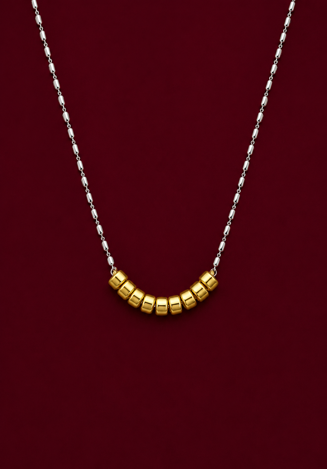 Gold Rondelle Bead Ball Chain Necklace