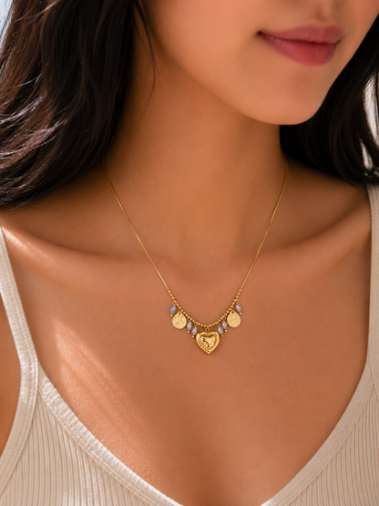 Multi Charm Heart Pendant Necklace