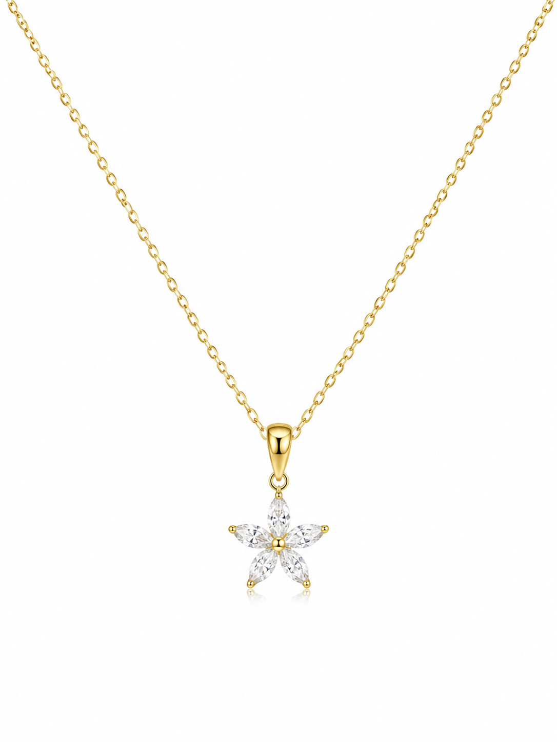 Petite Crystal Flower Pendant Necklace