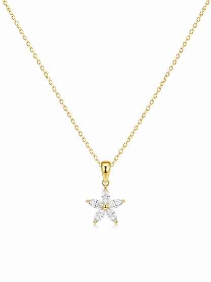 Petite Crystal Flower Pendant Necklace