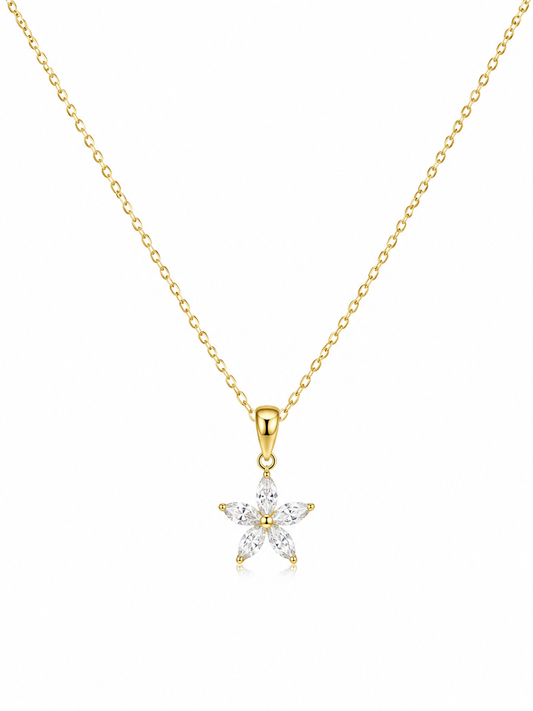 Petite Crystal Flower Pendant Necklace