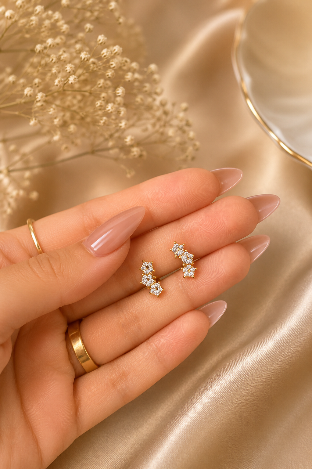 Three Stone Helix Earrings