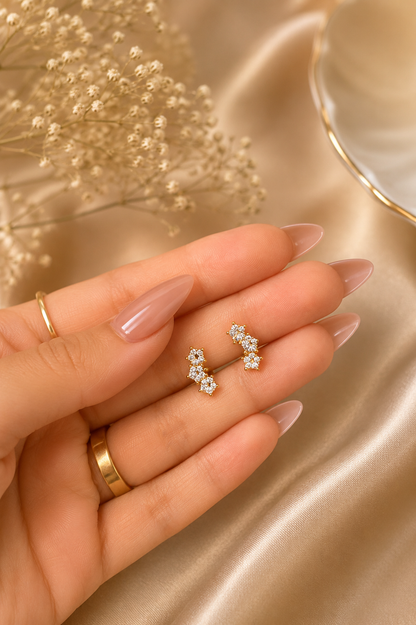 Three Stone Helix Earrings