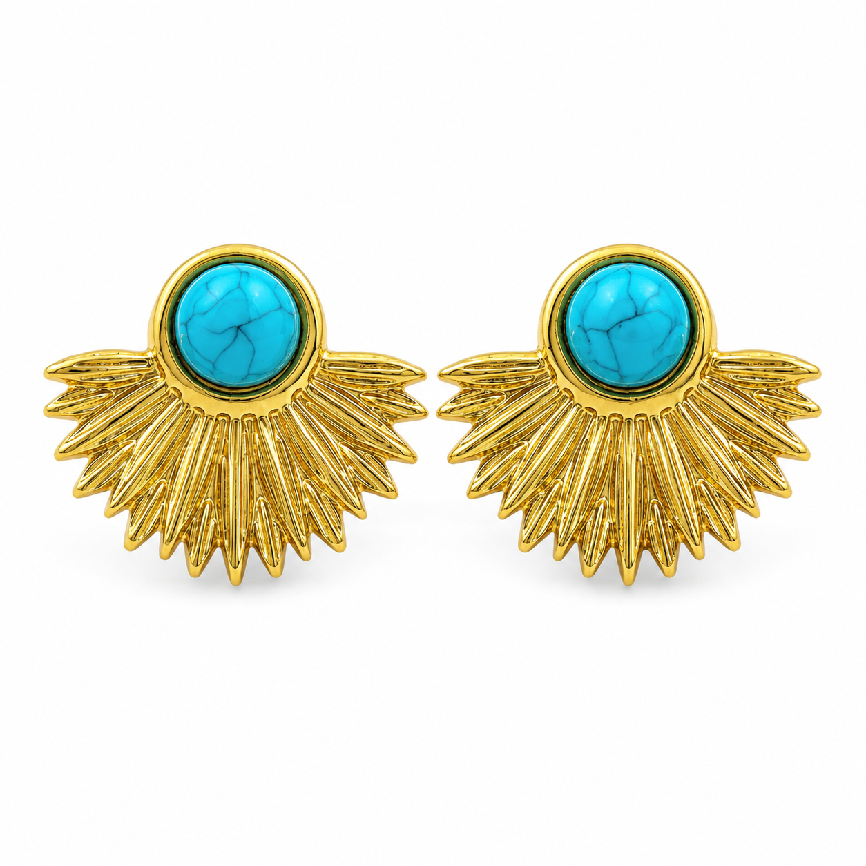 Turquoise Sunburst Stud Earrings