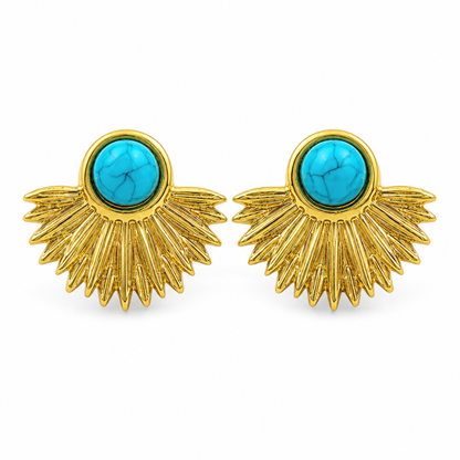 Turquoise Sunburst Stud Earrings
