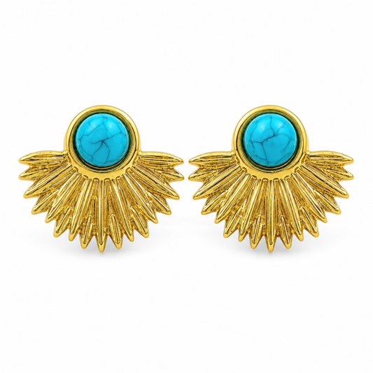 Turquoise Sunburst Stud Earrings
