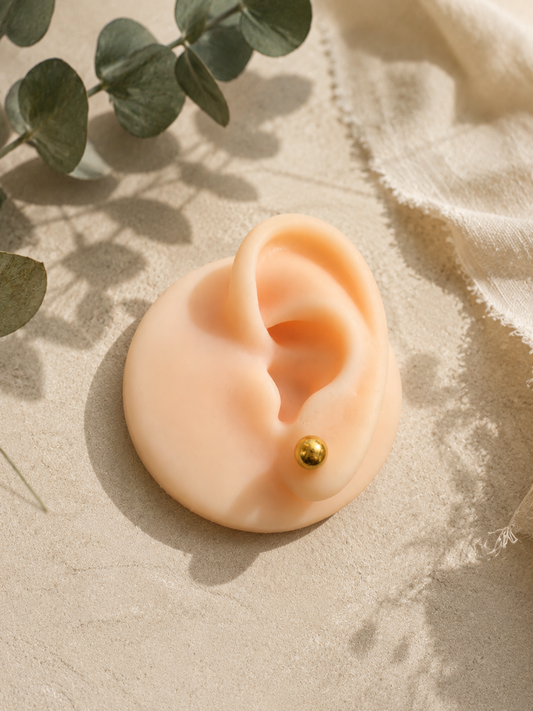 Gold Ball Helix Earrings