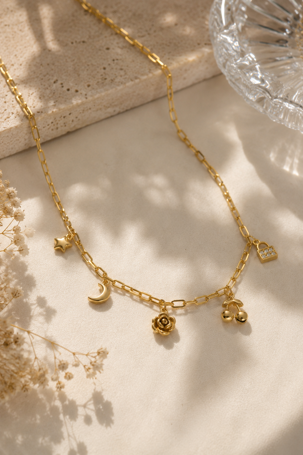 Charm Paperclip Chain Necklace