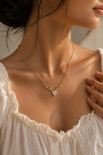 Antler Heart Pendant Necklace