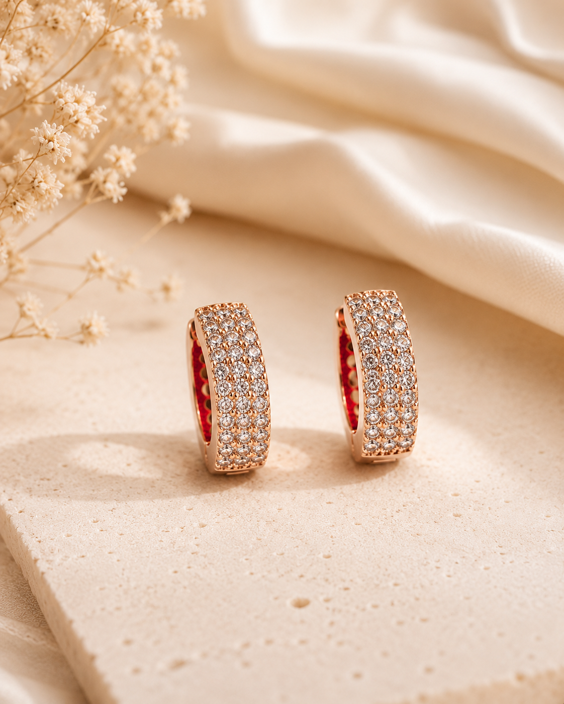 Pave Huggie Hoop Earrings