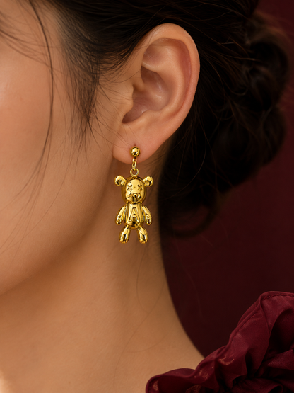 Teddy Bear Charm Drop Earrings