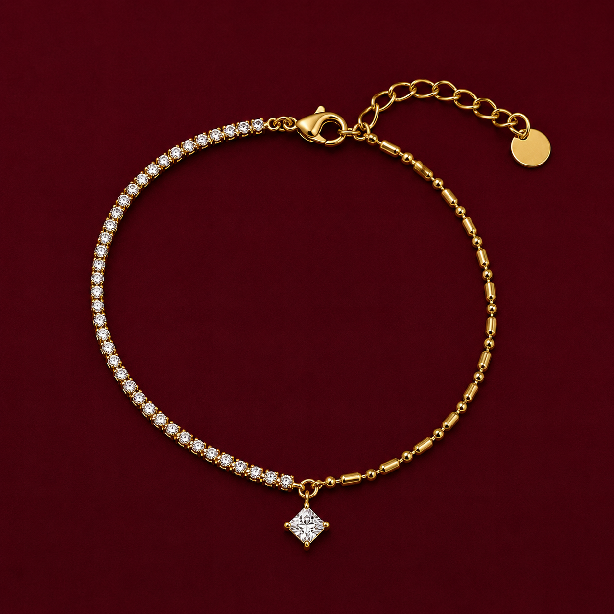 Princess Cut Charm Bracelet