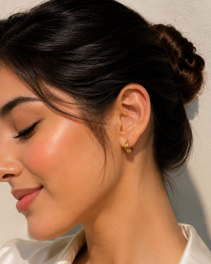 Wide Ribbed Hoop Earrings