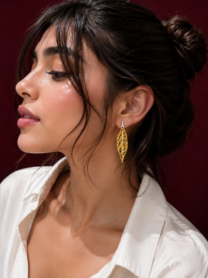 Crystal Leaf Stud Earrings