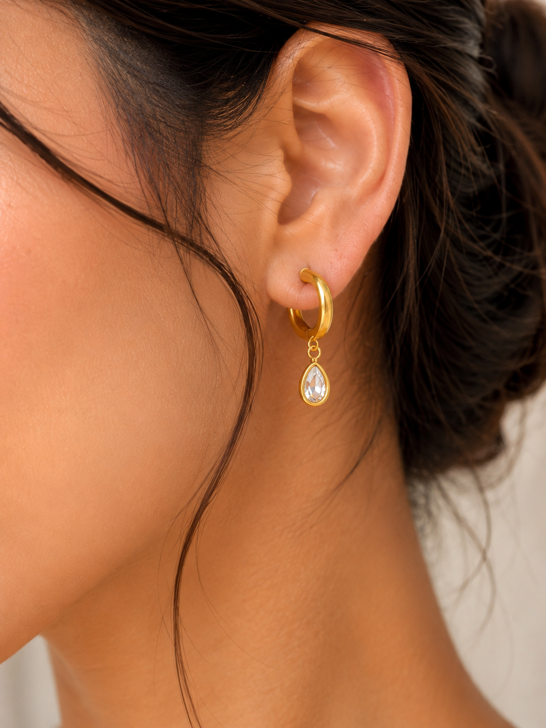 Teardrop Charm Hoop Earrings