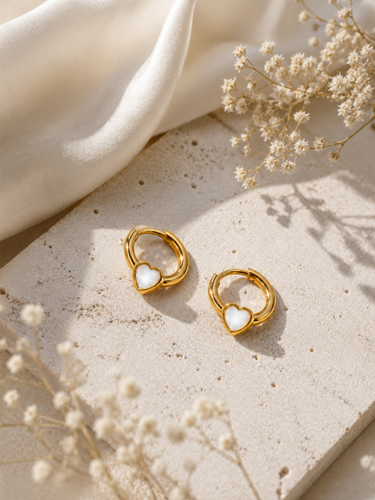 Heart Charm Hoop Earrings
