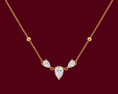Trio Pear Crystal Pendant Necklace