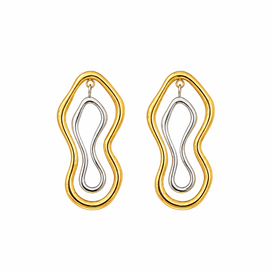 Two-Tone Wavy Drop Earrings
