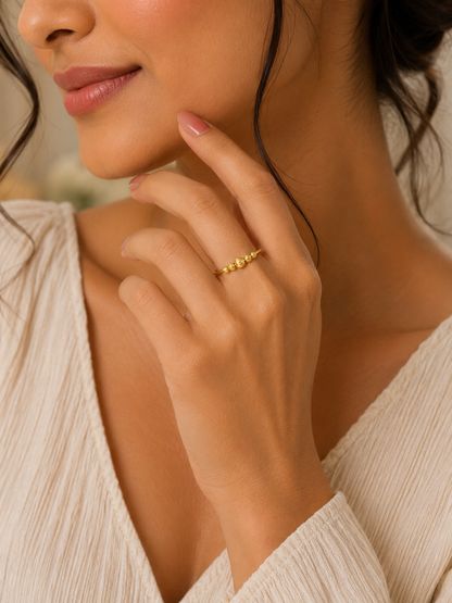 Textured Gold Bead Stacking Ring