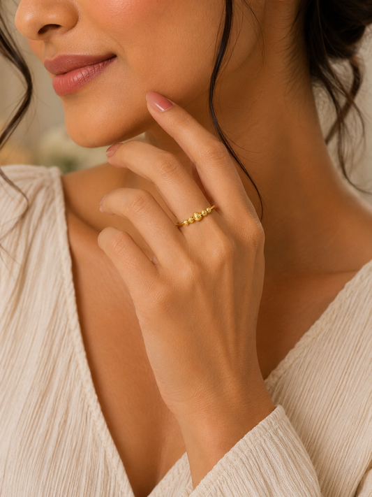 Textured Gold Bead Stacking Ring