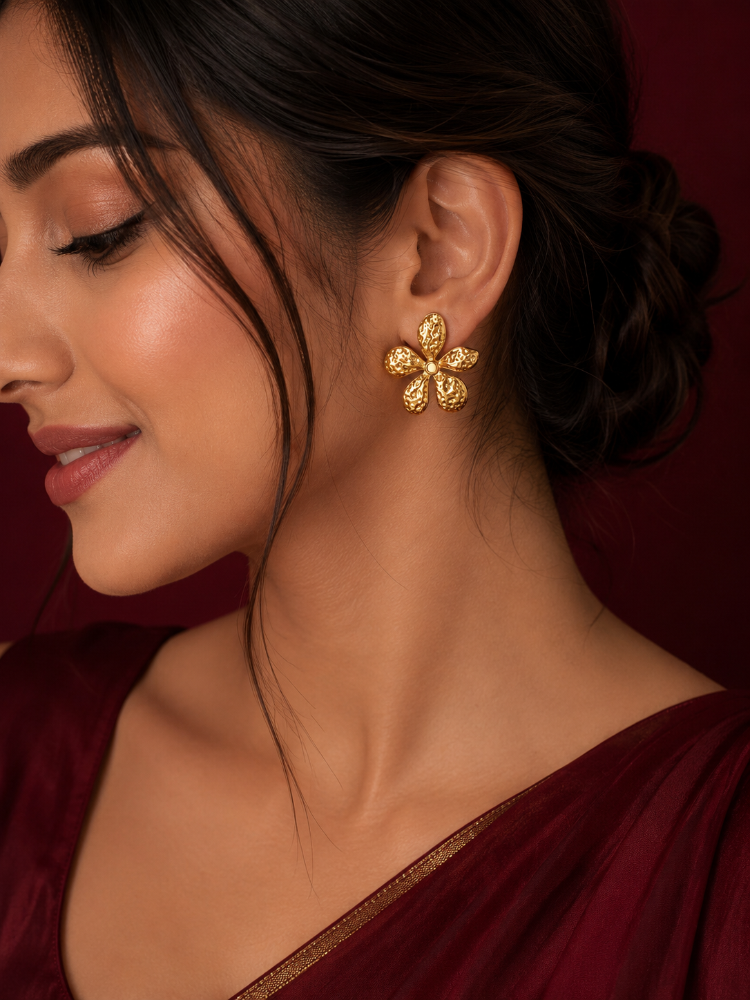 Textured Flower Stud Earrings