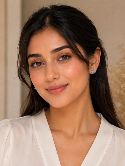 Cross CZ Stud Earrings