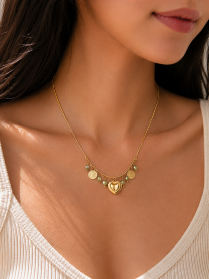 Multi Charm Heart Pendant Necklace