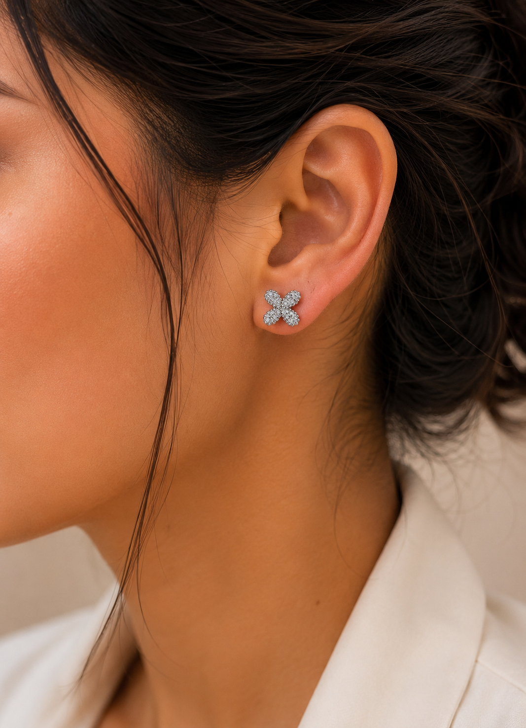 Cross CZ Stud Earrings