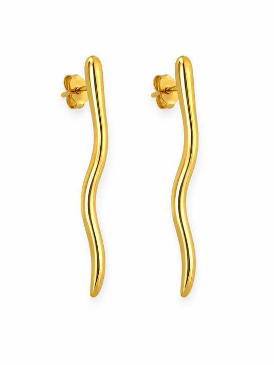 Wavy Bar Stud Earrings