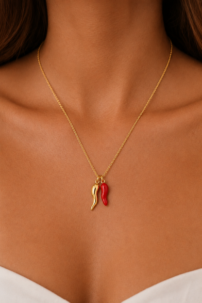 Double Chili Pepper Charm Necklace