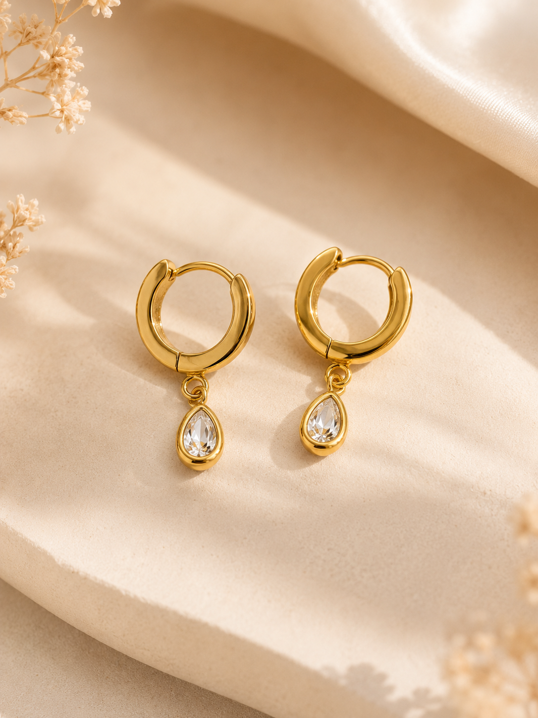 Teardrop Charm Hoop Earrings