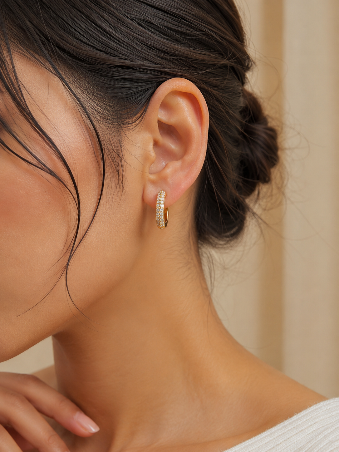 Pave Huggie Hoop Earrings