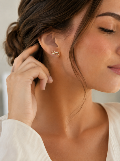Medium CZ Infinity Stud Earrings