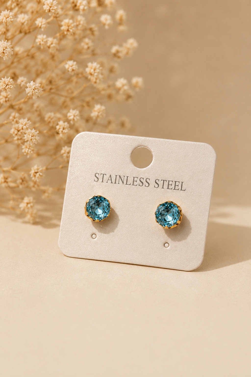 Diamond Cut Round Stone Stud Earrings