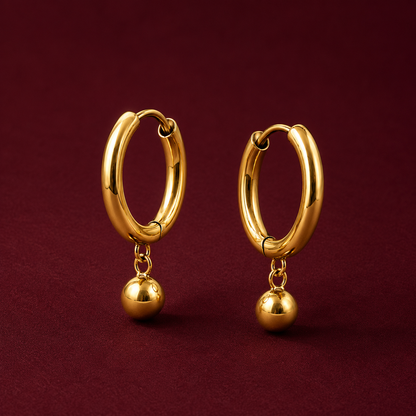 Ball Drop Huggie Hoop Earrings