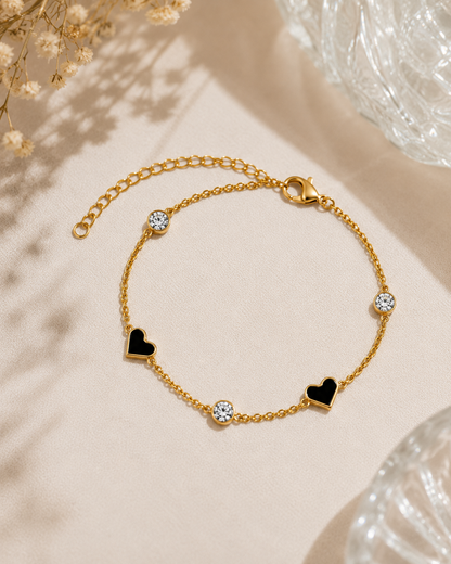Black Heart Station Bracelet