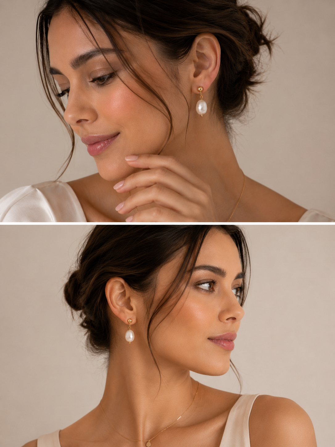 Gold Ball Fresh Water Pearl Drop Earrings