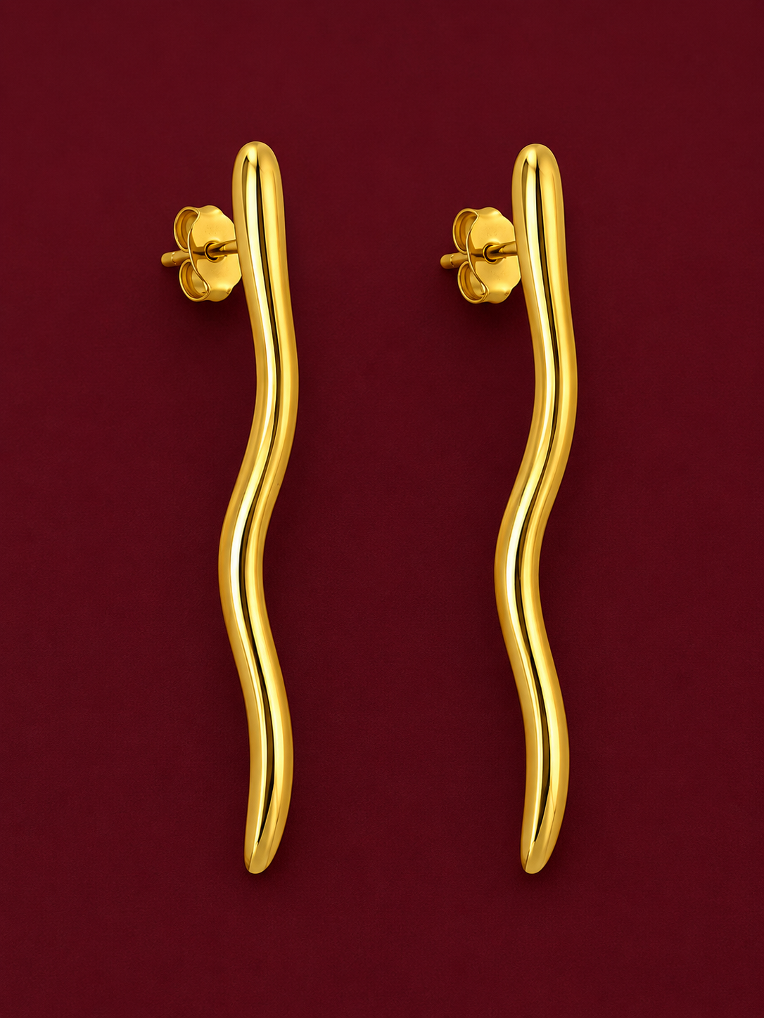 Wavy Bar Stud Earrings