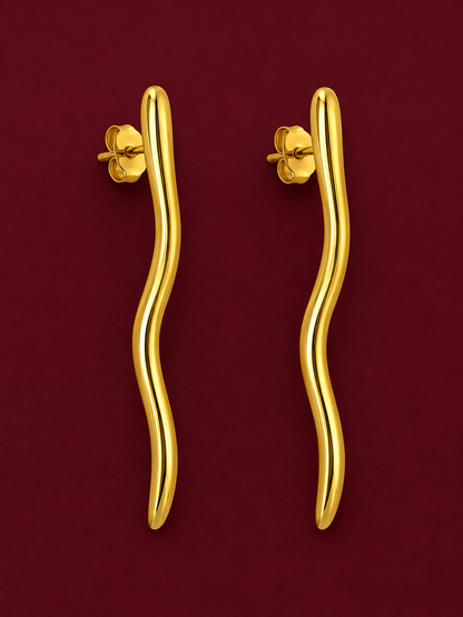 Wavy Bar Stud Earrings
