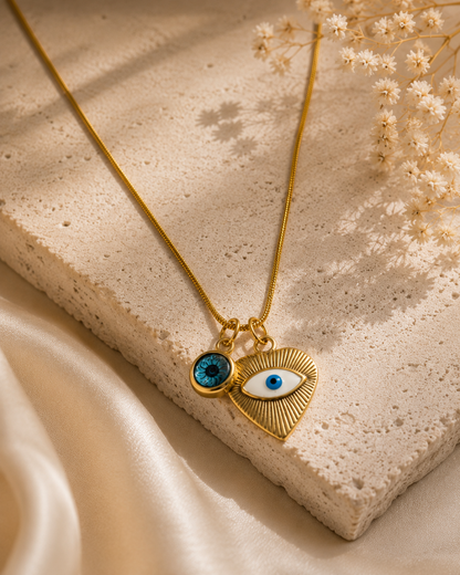 Evil Eye Heart Charm Necklace
