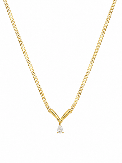 V-Chain Teardrop Crystal Necklace
