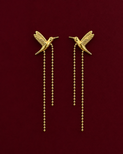 Hummingbird Chain Tassel Earrings