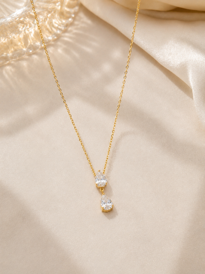 Double Teardrop Stone Necklace
