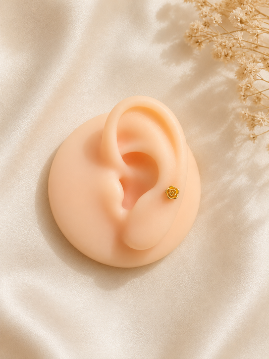 Rose Stud Helix Earrings
