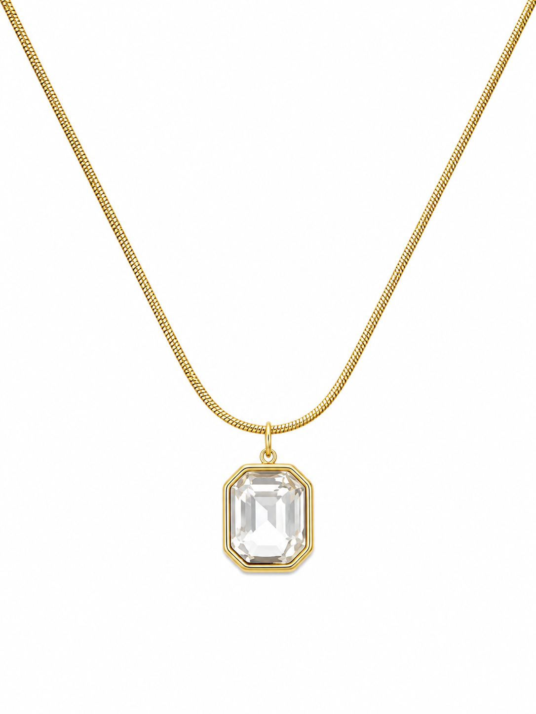 Emerald-Cut Crystal Pendant Necklace