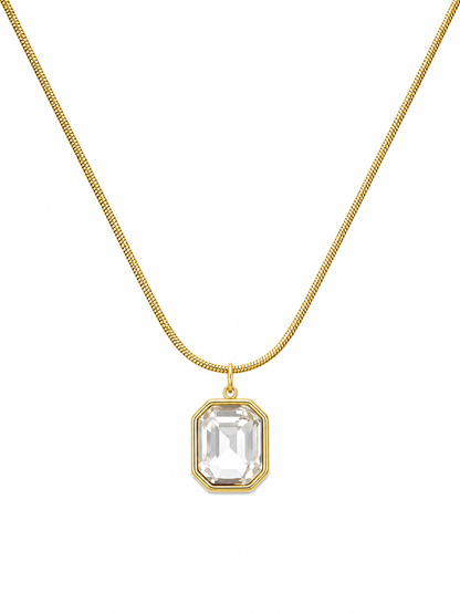 Emerald-Cut Crystal Pendant Necklace