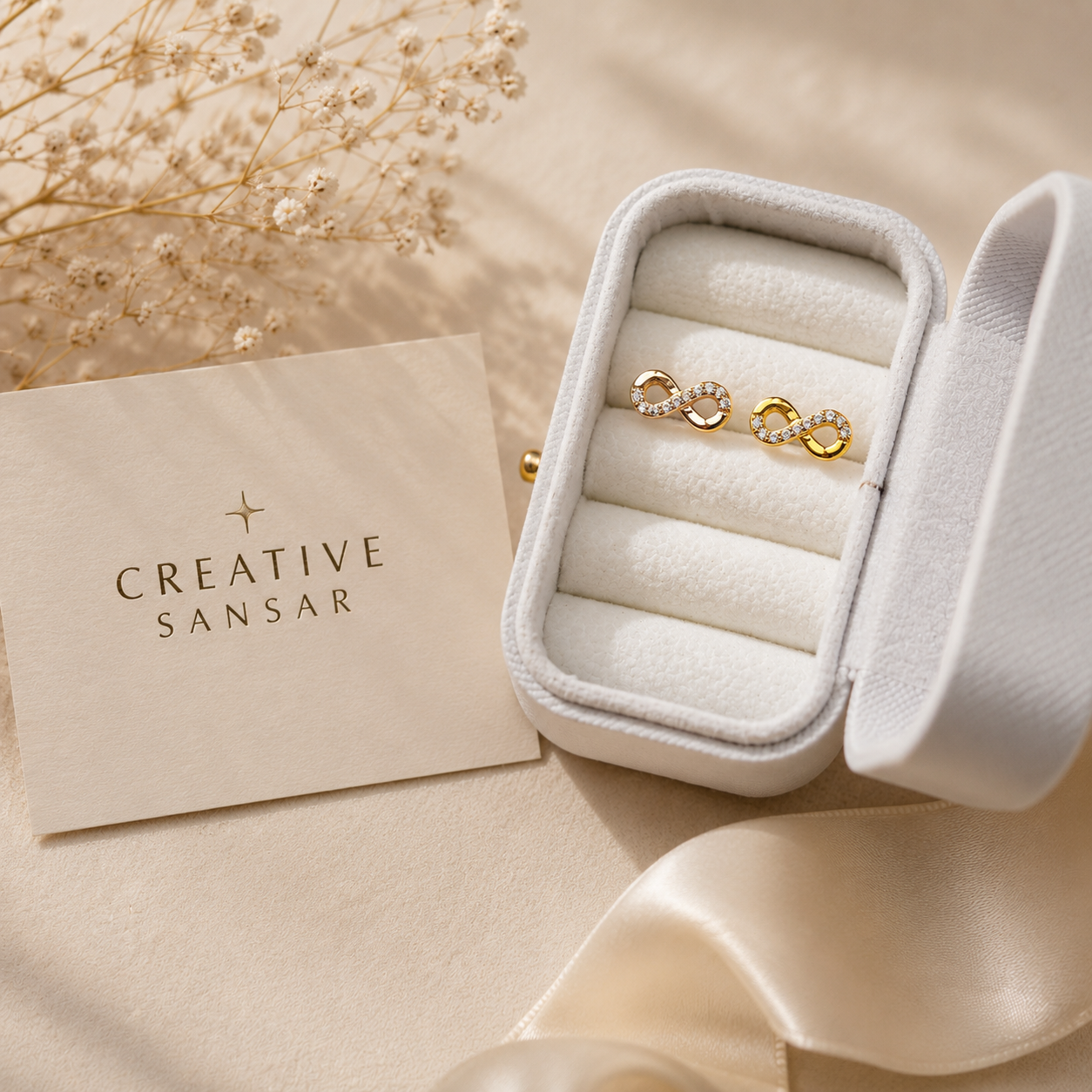 CZ Infinity Stud Earrings