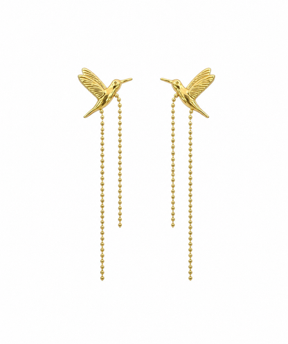 Hummingbird Chain Tassel Earrings
